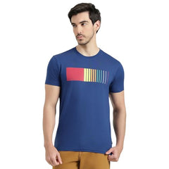 United Colors of Benetton Regular Fit Round Neck Printed T-Shirt (Size : 2XL) - 26P3ZSTJ3517IBT2 Blue