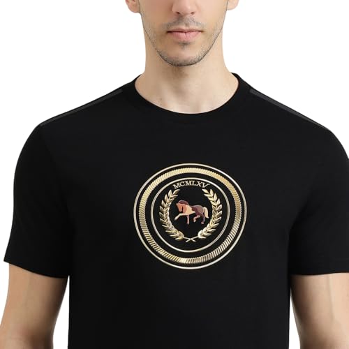 United Colors of Benetton Regular Fit Round Neck Graphic Print Tshirt (Size : EL) - 26P3M89J3524I100 Black