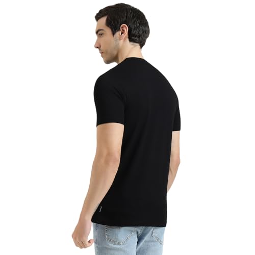 United Colors of Benetton Regular Fit Round Neck Graphic Print Tshirt (Size : EL) - 26P3M89J3524I100 Black
