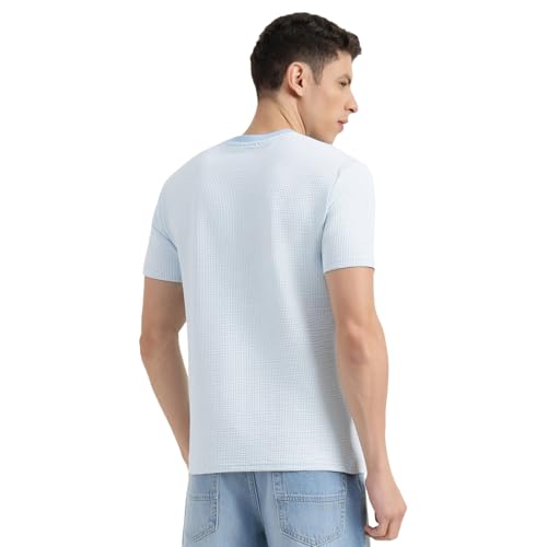 United Colors of Benetton Relaxed Fit Round Neck Striped T-Shirt (Size : S) - 26P30SSJ3023I901 Blue