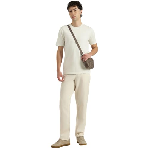 United Colors of Benetton Relaxed Fit Round Neck Patterned T-Shirt (Size : 2XL) - 26P3ZJQJ3509I102 Off White