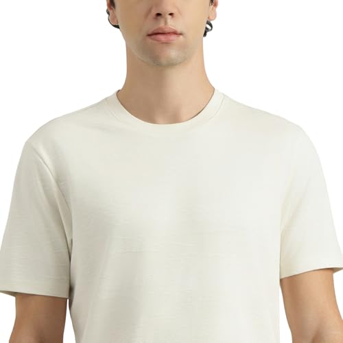 United Colors of Benetton Relaxed Fit Round Neck Patterned T-Shirt (Size : 2XL) - 26P3ZJQJ3509I102 Off White