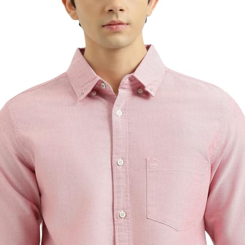 United Colors of Benetton Regular Fit Button Down Solid Oxford Chambrey Shirt