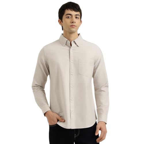 United Colors of Benetton Regular Fit Button Down Solid Oxford Chambrey Shirt