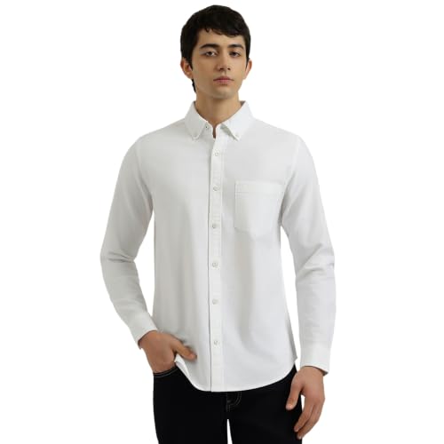 United Colors of Benetton Regular Fit Button Down Solid Oxford Chambrey Shirt