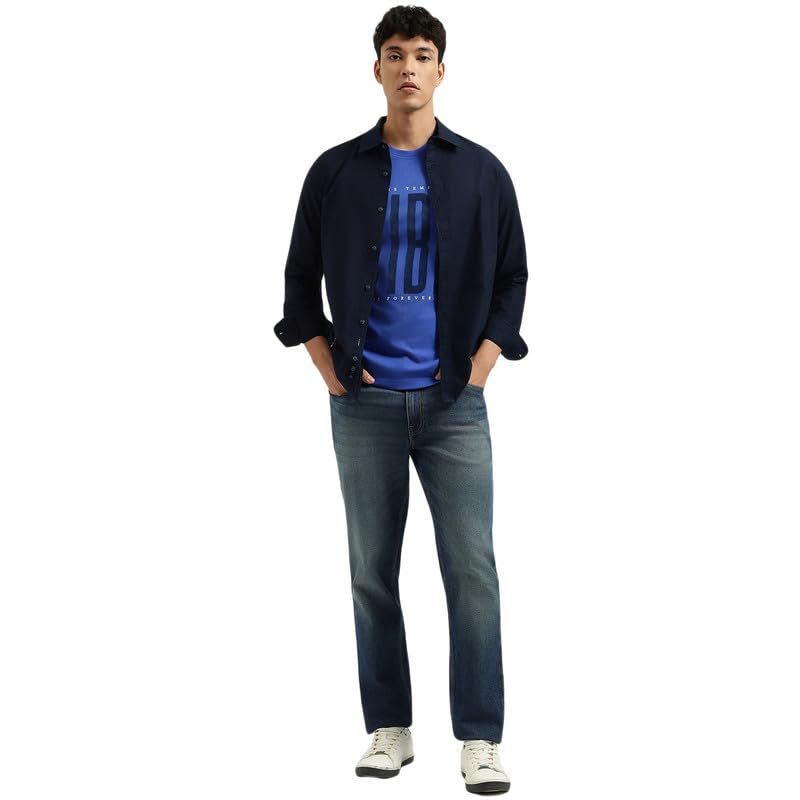 United Colors of Benetton Regular Fit Spread Collar Solid Shirt Blue