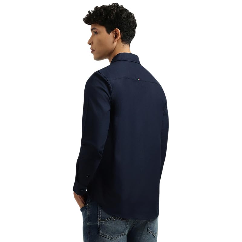 United Colors of Benetton Regular Fit Spread Collar Solid Shirt Blue