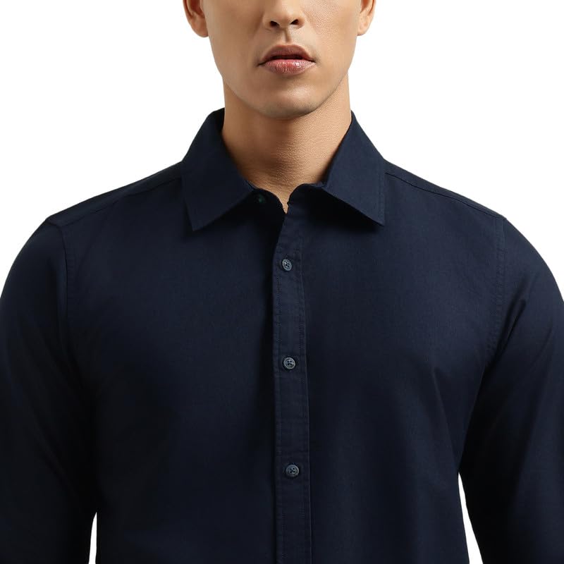 United Colors of Benetton Regular Fit Spread Collar Solid Shirt Blue