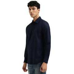 United Colors of Benetton Regular Fit Spread Collar Solid Shirt Blue