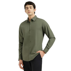 United Colors of Benetton Slim Fit Spread Collar Solid Poplin Stretch Shirt