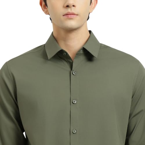 United Colors of Benetton Slim Fit Spread Collar Solid Poplin Stretch Shirt