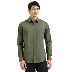 United Colors of Benetton Slim Fit Spread Collar Solid Poplin Stretch Shirt
