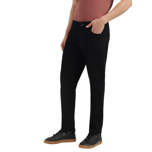 United Colors of Benetton Solid Slim Tapered Fit Black Rinse Wash Jeans