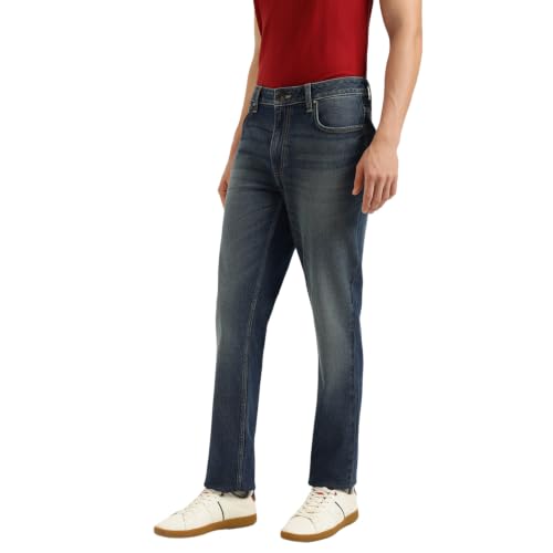 United Colors of Benetton Solid Straight Fit Tinted Dark Wash Jeans