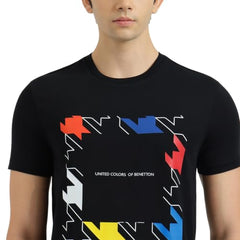 United Colors of Benetton Regular Fit Crew Neck Houndstooth Jersey T-Shirt