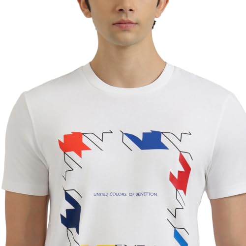 United Colors of Benetton Regular Fit Crew Neck Houndstooth Jersey T-Shirt