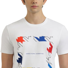 United Colors of Benetton Regular Fit Crew Neck Houndstooth Jersey T-Shirt