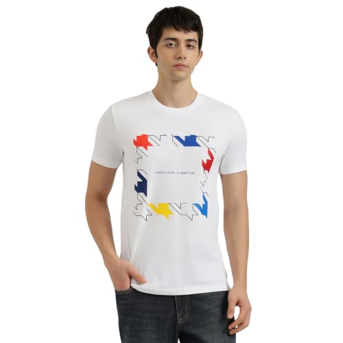 United Colors of Benetton Regular Fit Crew Neck Houndstooth Jersey T-Shirt