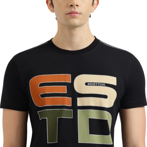 United Colors of Benetton Relaxed Fit Crew Neck Typography Estd Jersey T-Shirt