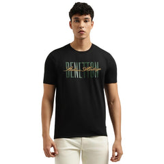 United Colors of Benetton Relaxed Fit Crew Neck Typography T-Shirt Black
