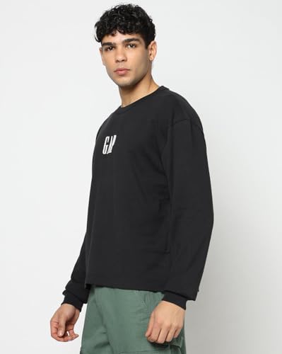 Men's Embroidered Crew Neck Drop-Shoulder T-Shirt