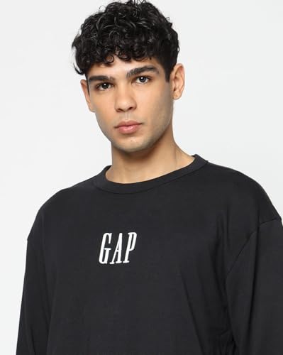 Men's Embroidered Crew Neck Drop-Shoulder T-Shirt