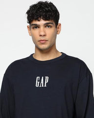 Men's Embroidered Drop Shoulder Crew Neck T-Shirt