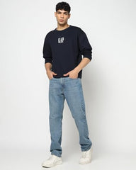 Men's Embroidered Drop Shoulder Crew Neck T-Shirt