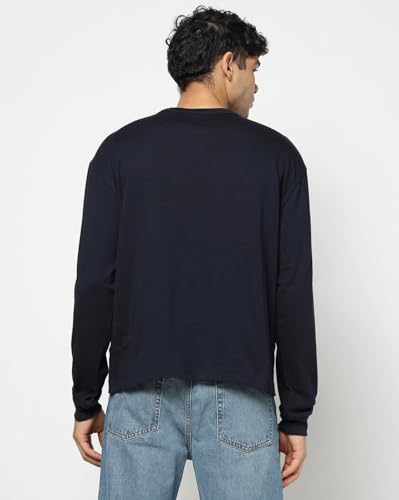 Men's Embroidered Drop Shoulder Crew Neck T-Shirt