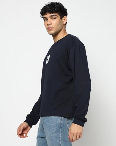 Men's Embroidered Drop Shoulder Crew Neck T-Shirt