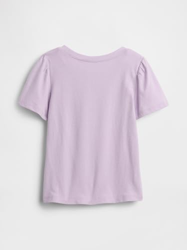 Girls' Logo Print Puff Sleeves Crew Neck T-Shirt, Lilac, 2Y
