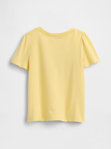 Girls' Logo Print Crew Neck T-Shirt, Yellow, 2Y