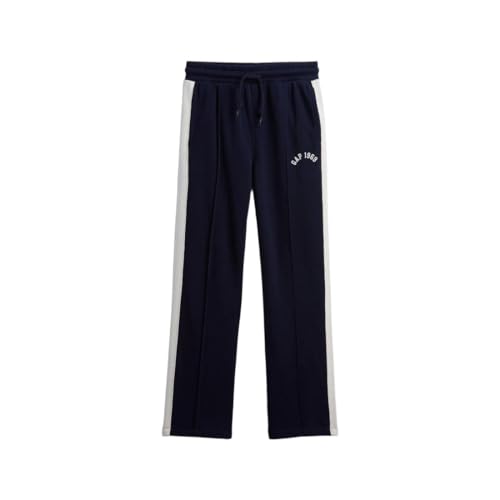 Boys' Color Block Mid Waist Track Pants Trousers, Navy, S