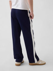 Boys' Color Block Mid Waist Track Pants Trousers, Navy, S