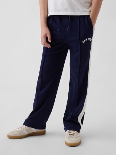 Boys' Color Block Mid Waist Track Pants Trousers, Navy, S