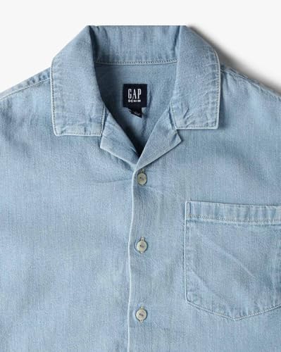 Kids' Relaxed Fit Camp Collar Camp Shirt, Lt. Blue, L