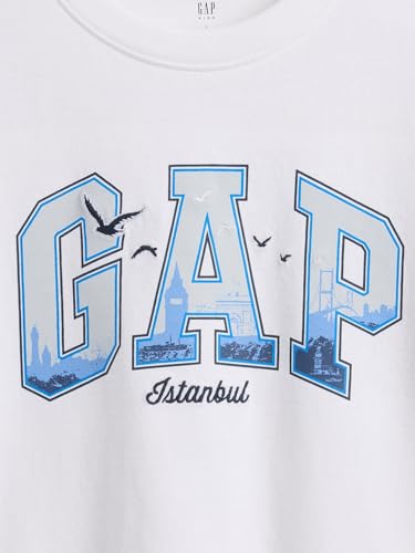 Boys' Logo Print Relaxed Fit Crew Neck T-Shirt, White, S