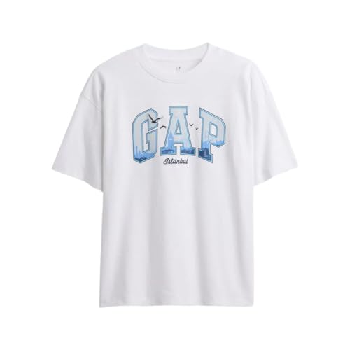 Boys' Logo Print Relaxed Fit Crew Neck T-Shirt, White, S