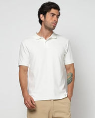 Men's Logo Print Slim Fit Polo Neck T-Shirt, Off White, L
