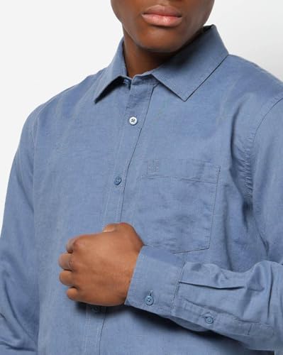Mens Regular Solid Regular Fit Shirts, Blue, M