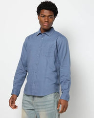 Mens Regular Solid Regular Fit Shirts, Blue, M