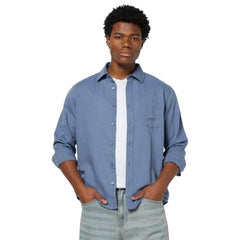Mens Regular Solid Regular Fit Shirts, Blue, M