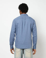 Mens Regular Solid Regular Fit Shirts, Blue, M