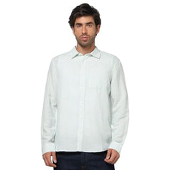 Men's Vertical Stripes Spread Collar Shirt, Blue, S