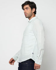 Men's Vertical Stripes Spread Collar Shirt, Blue, S