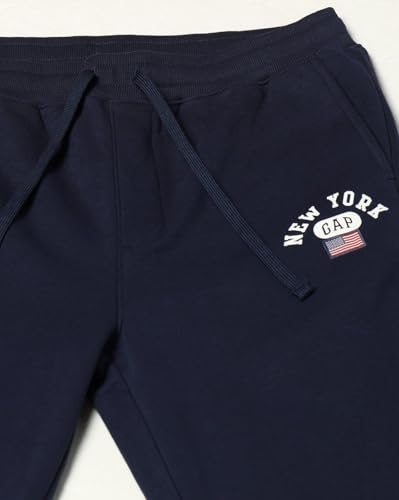 Navy blue men's regular fit mid-rise joggers by Gap, featuring a comfortable sportswear design.