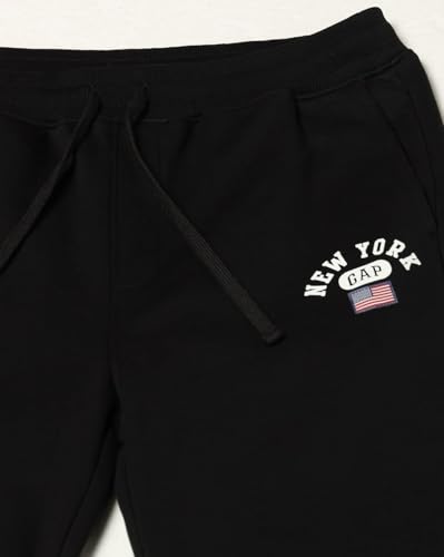Black Gap men's regular fit mid-rise joggers with elastic waistband and pockets, designed for comfortable sportswear.