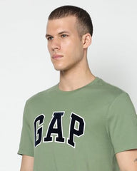 Men's Logo Print Slim Fit Crew Neck T-Shirt, Green, L