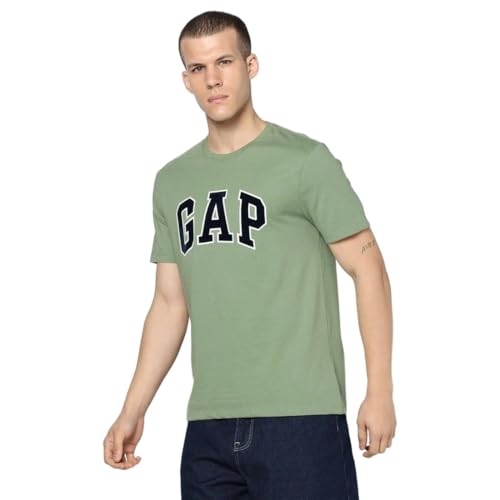 Men's Logo Print Slim Fit Crew Neck T-Shirt, Green, L