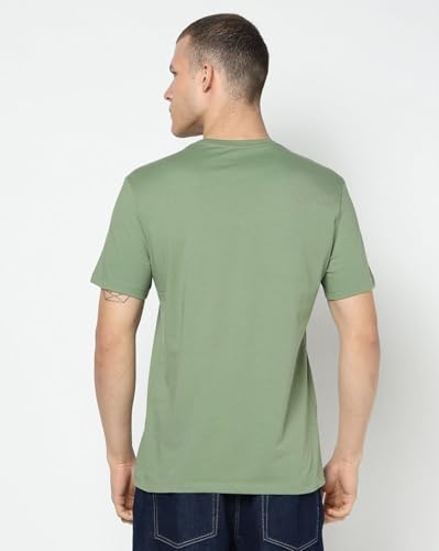 Men's Logo Print Slim Fit Crew Neck T-Shirt, Green, L